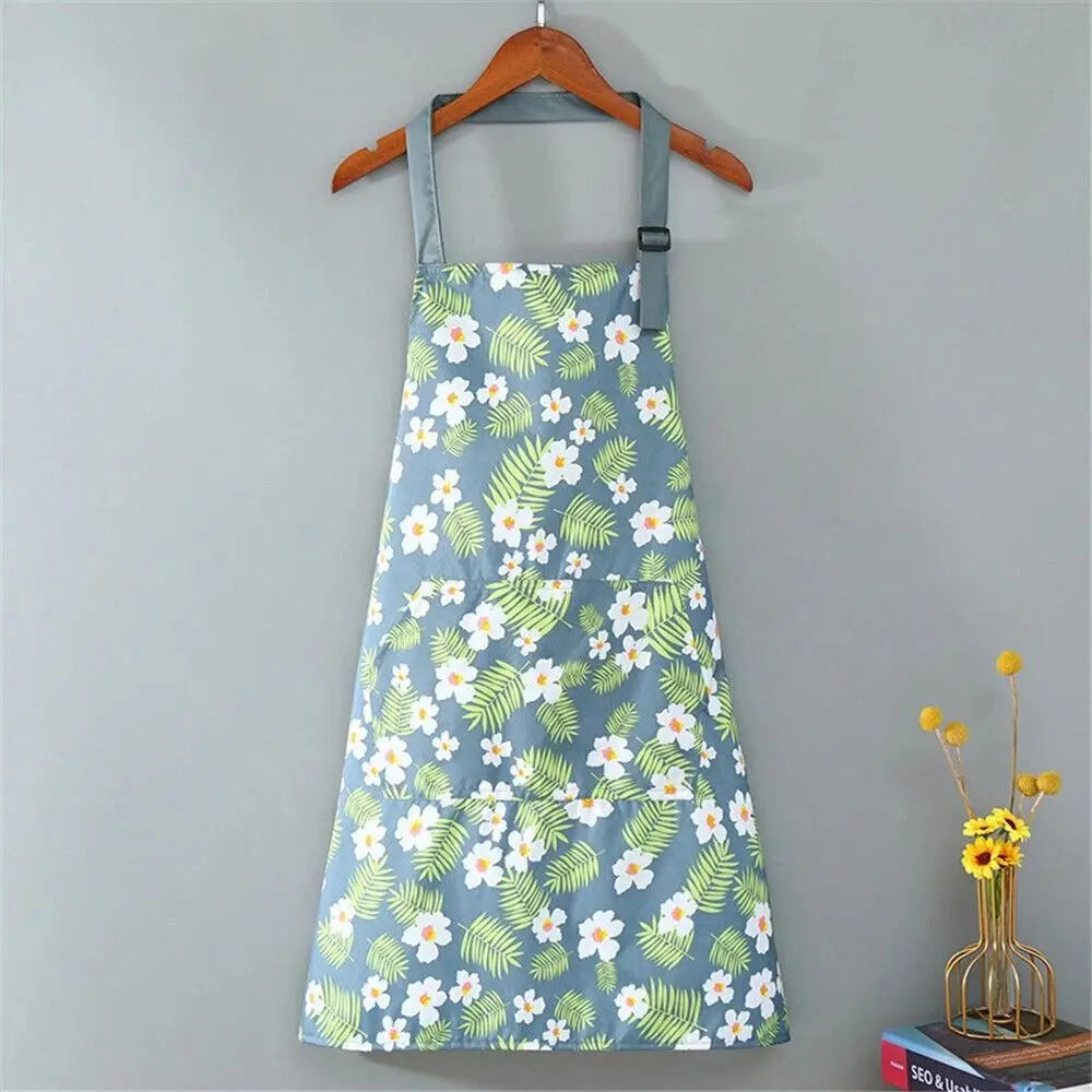 Fashion Flower Prints Kitchen Apron Waterproof Oil-proof Cooking Apron Anti-fouling Sleeveless Kitchen Smock
