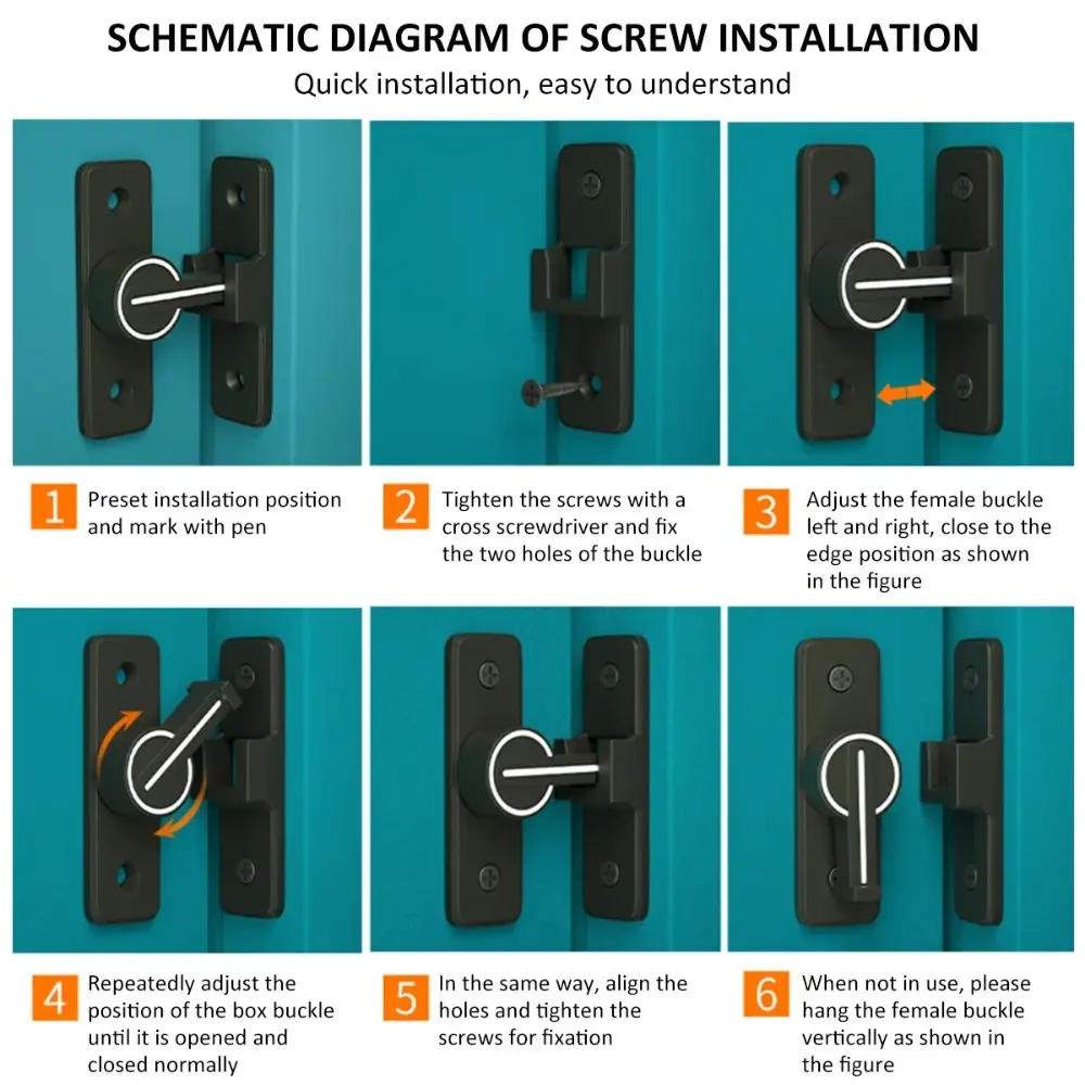 Durable Luminous Door Latch Heavy Duty Zinc Alloy Sliding Door Lock 90 Degree Hardware Closet Door Lock Cabinet