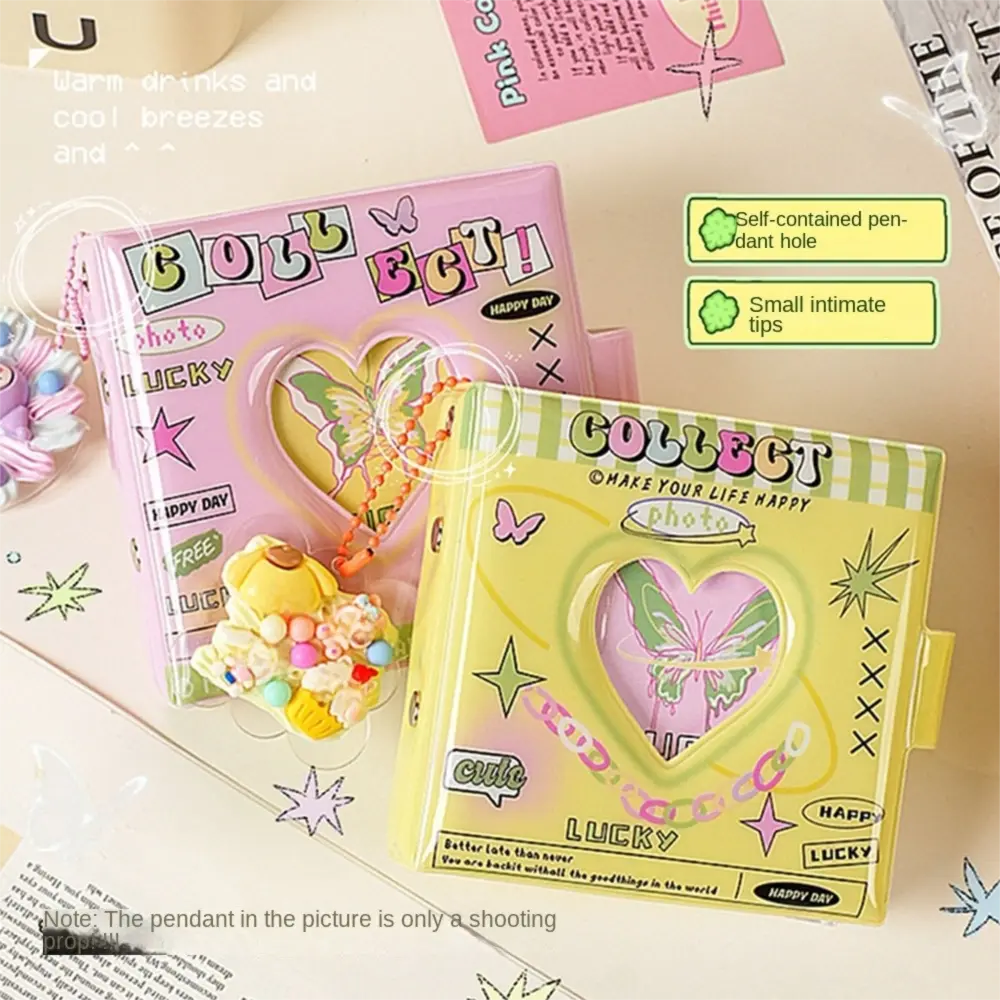 New Kawaii Butterfly Photo Album PVC Love Heart Hollow 3In Card Holder Photocard Holder