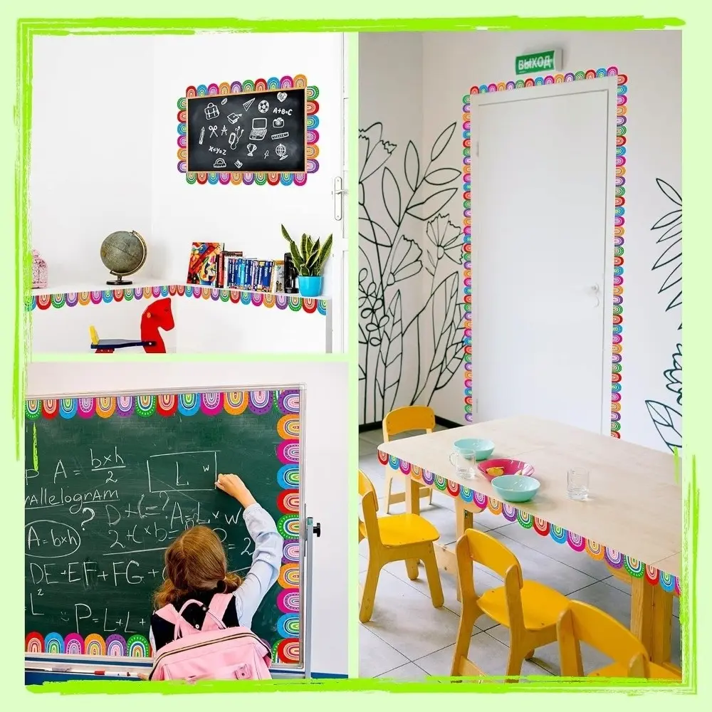 1Roll Creative Self Adhesive Chalkboard Board Border 5.5cm DIY Border Classroom Decors Paper Border Trim Sticker Handmade Crafts