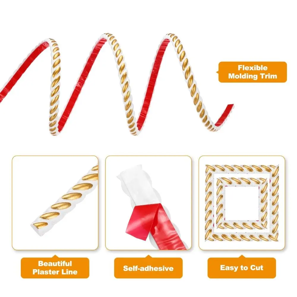 DIY Decoration Paintable Wall Baseboard Flexible Peel and Stick Mirror Frame Self-Adhesive PVC Paneling Strip Wall Edge