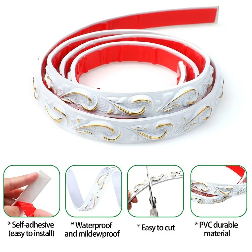 DIY Decoration Self-Adhesive Wall Molding Trim Flexible PVC Mirror Frame 5m Peel and Stick Paneling Strip Home