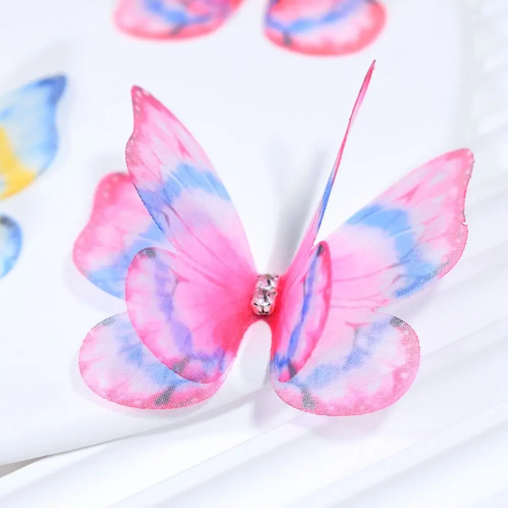 3D Organza Fabric Butterfly Appliques Gradient Color Double-layer Simulation Mesh Butterfly Patch Translucent