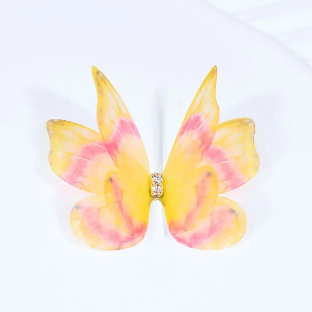 3D Organza Fabric Butterfly Appliques Gradient Color Double-layer Simulation Mesh Butterfly Patch Translucent