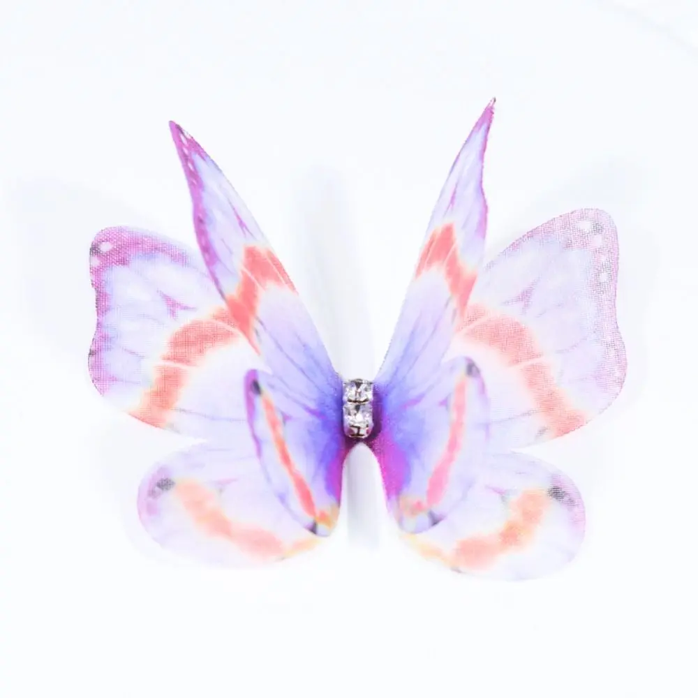 3D Organza Fabric Butterfly Appliques Gradient Color Double-layer Simulation Mesh Butterfly Patch Translucent