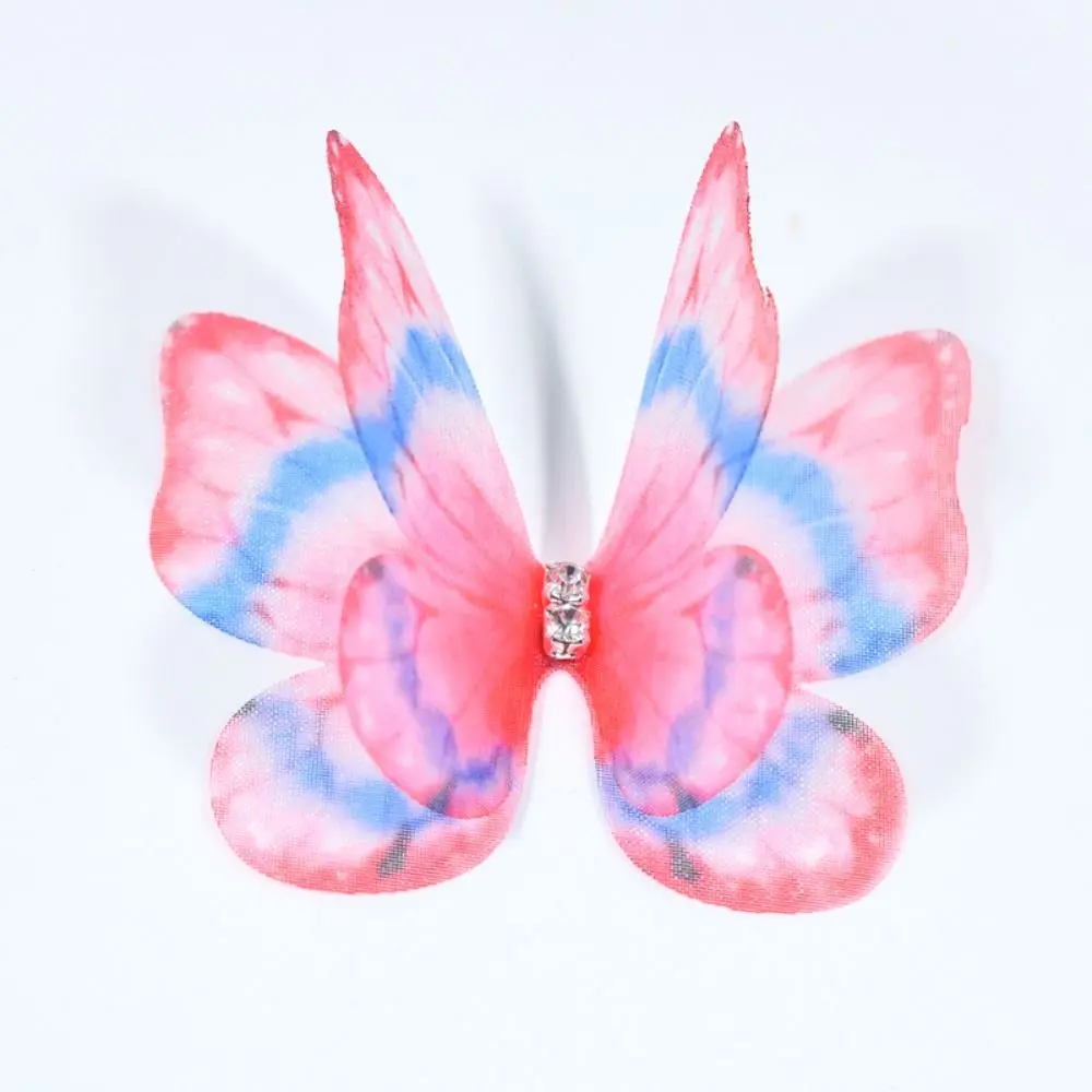 3D Organza Fabric Butterfly Appliques Gradient Color Double-layer Simulation Mesh Butterfly Patch Translucent