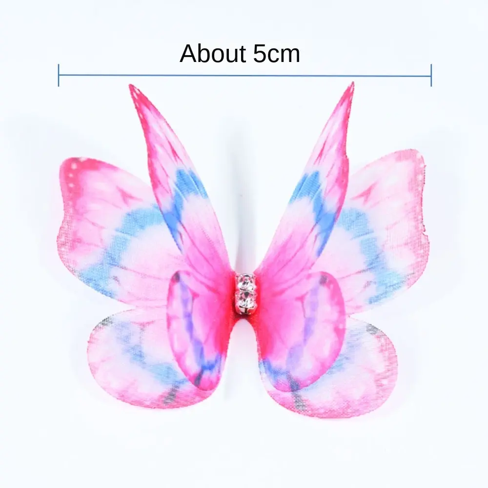 3D Organza Fabric Butterfly Appliques Gradient Color Double-layer Simulation Mesh Butterfly Patch Translucent