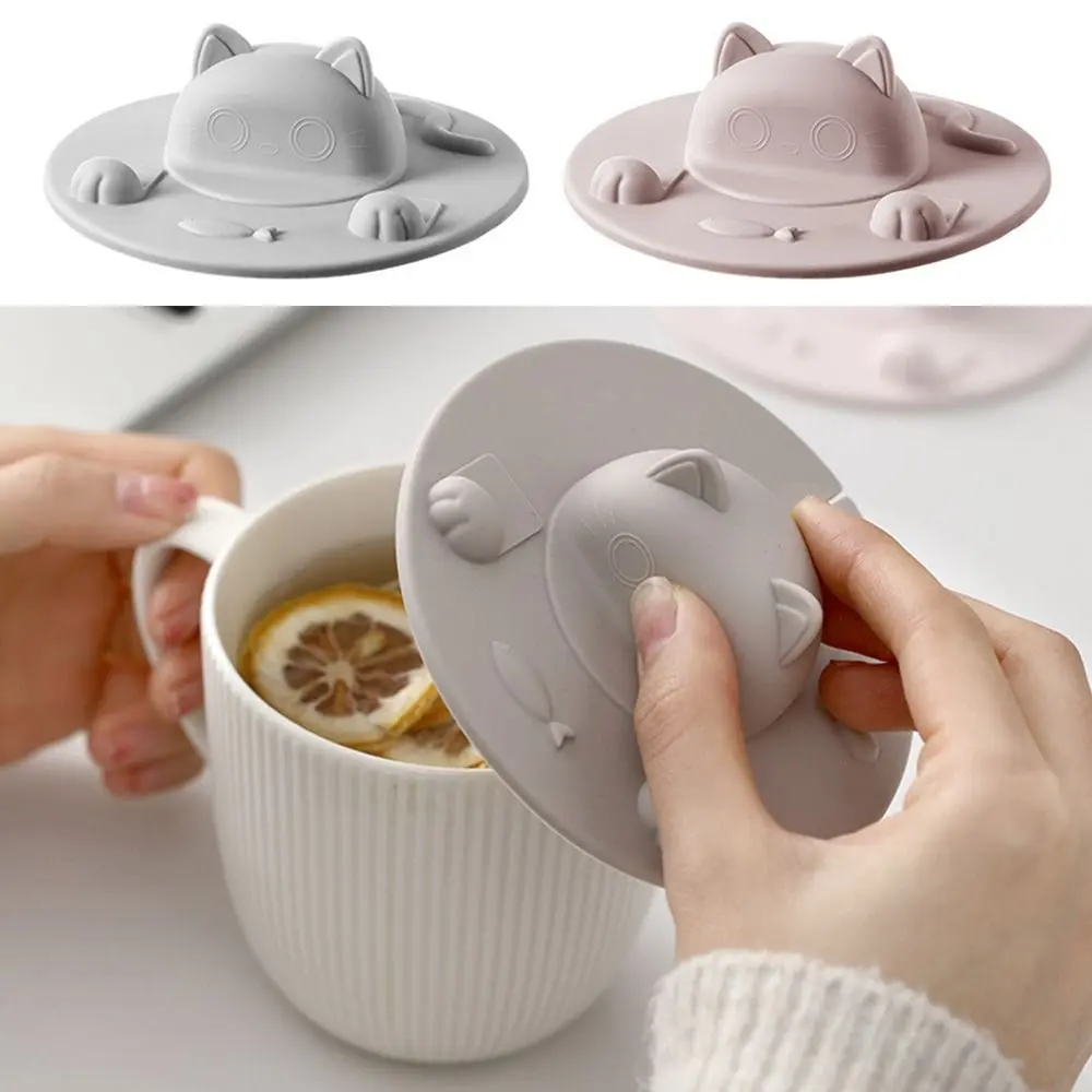 Creative Silicone 3D Cat Cup Lid Multi-Functional Dust Proof Phone Holder Cup Cover Leak Proof Pink Grey Water Cup Lid Mug Cup