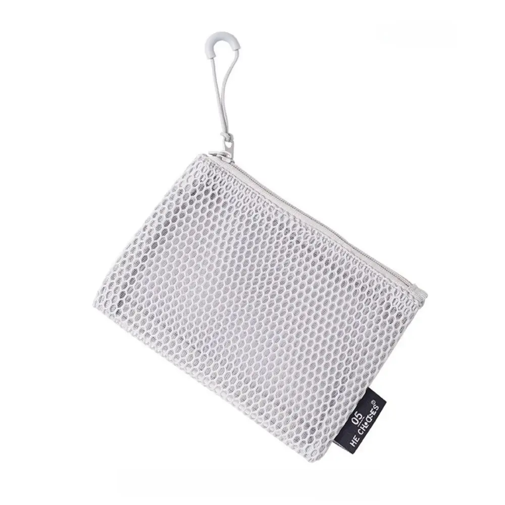 Fashion With Handle Grid Storage Bag Multi-function Large Capacity Cosmetic Bag Double Zipper Coin Bag