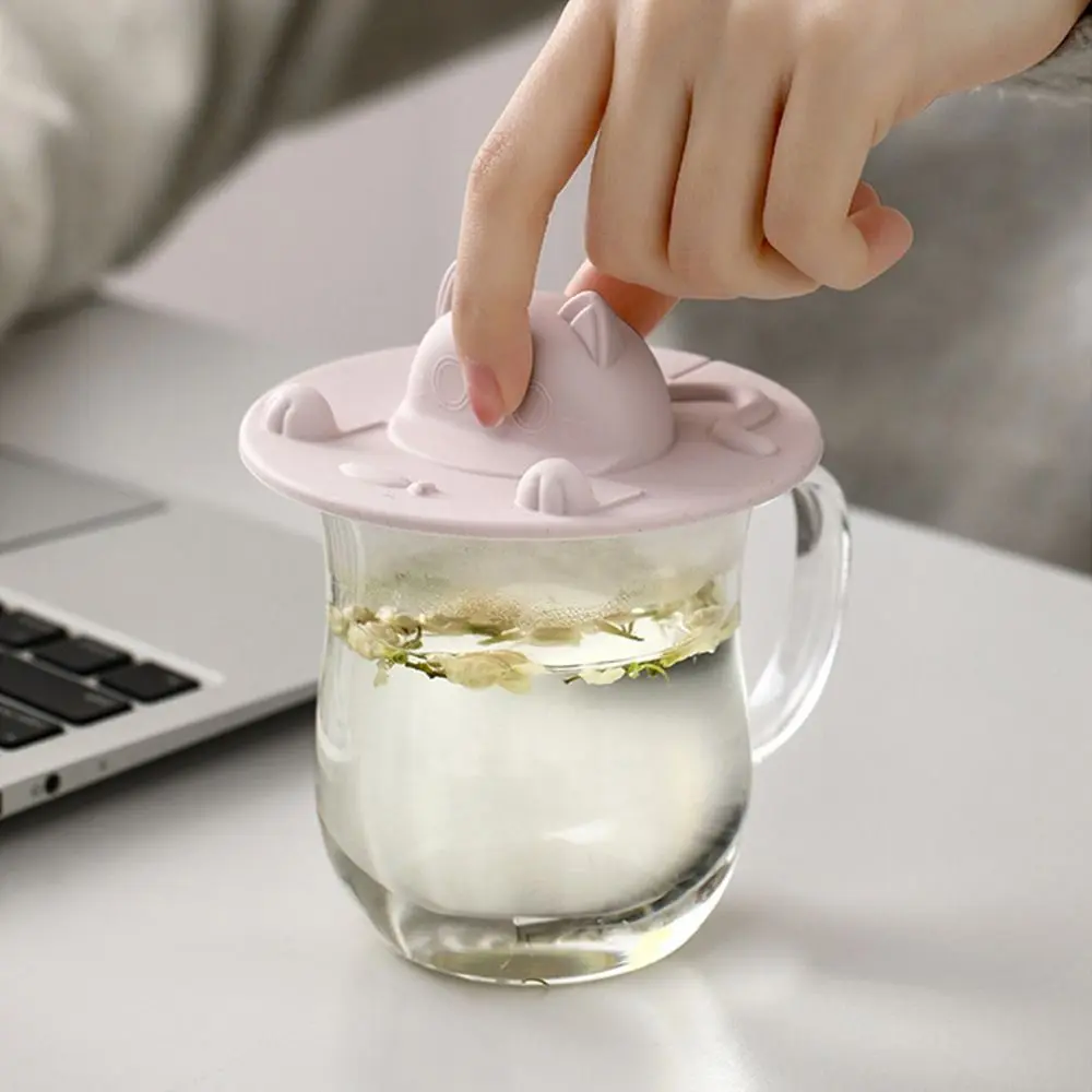 Creative Silicone 3D Cat Cup Lid Multi-Functional Dust Proof Phone Holder Cup Cover Leak Proof Pink Grey Water Cup Lid Mug Cup