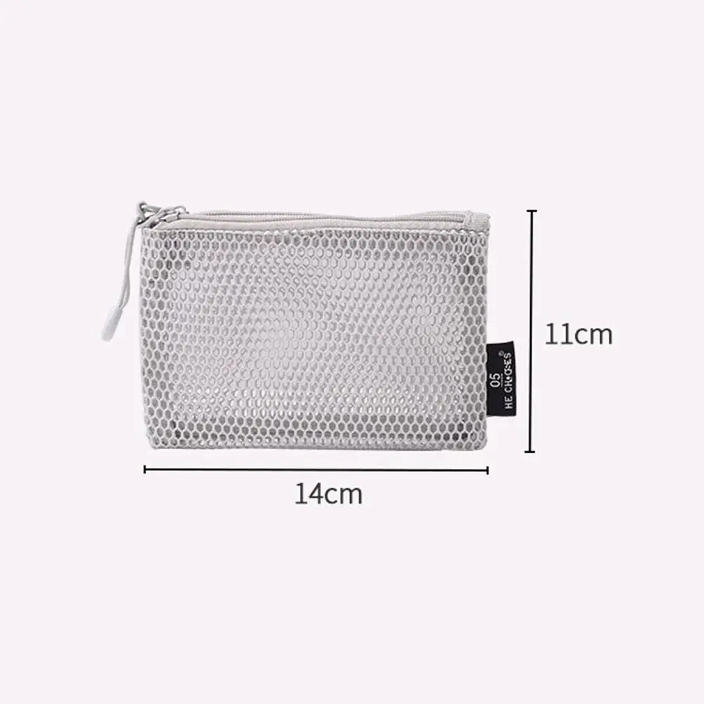 Fashion With Handle Grid Storage Bag Multi-function Large Capacity Cosmetic Bag Double Zipper Coin Bag