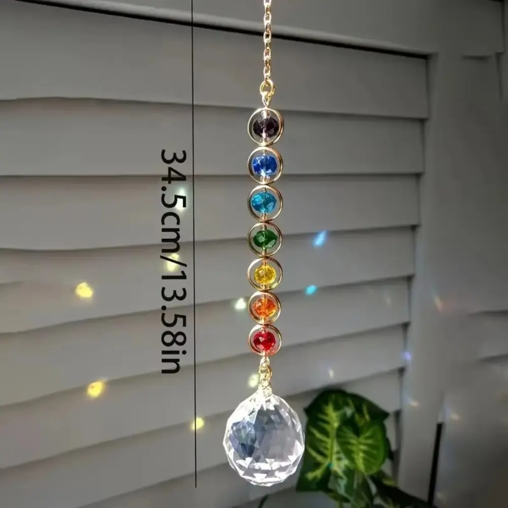 Colorful Crystal Sun Catcher With Hanging Chain Reflective Catchers Hanging Pendant Rainbow Maker Prism