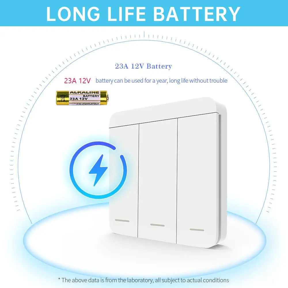 433MHz Wireless Smart Switch 1/2/3Gang Convenient Wall Panel Switch Sticker Design AC85-265V Remote Control Switch