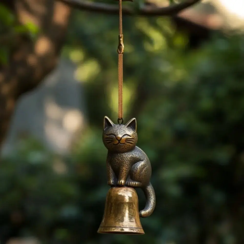 Creative Cat Wind Chime Retro Quiet Wind Chimes Pendant Wind Chimes Bell Decorations Yard Decor Hanging Memorial Ornaments