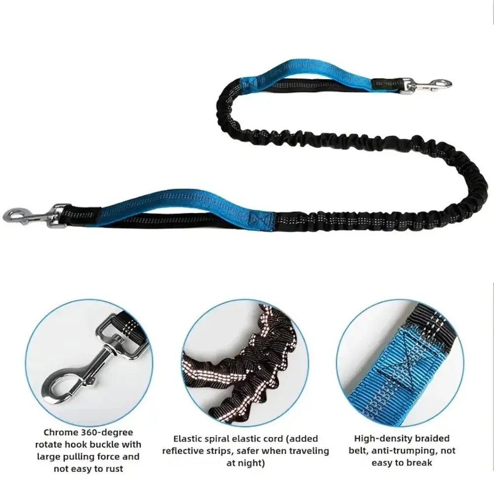 Portable Single/Double Rope Sports Waist Bag Adjustable Waistband Hands Free Dog Leash Reflective Dog Traction Rope Hiking