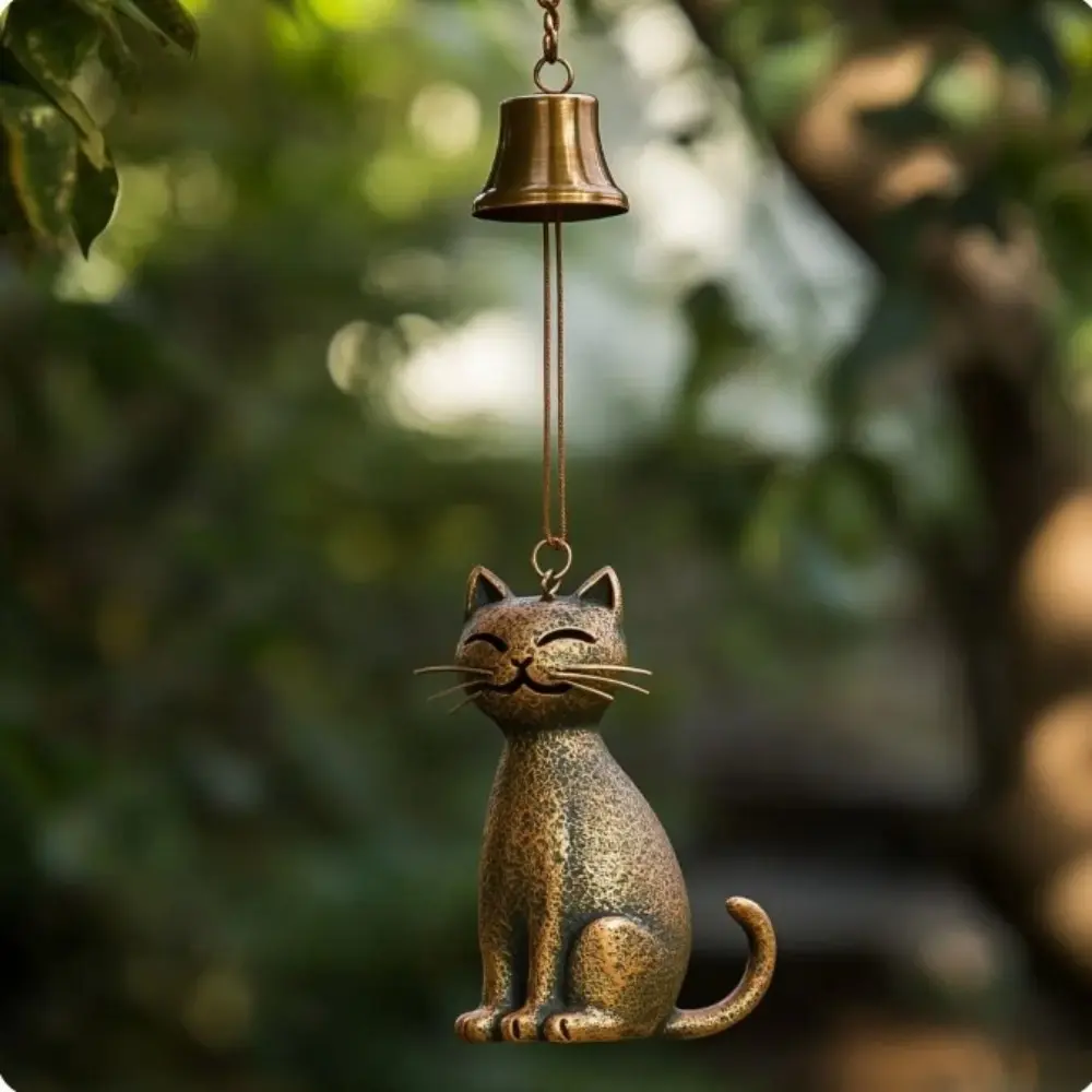 Creative Cat Wind Chime Retro Quiet Wind Chimes Pendant Wind Chimes Bell Decorations Yard Decor Hanging Memorial Ornaments