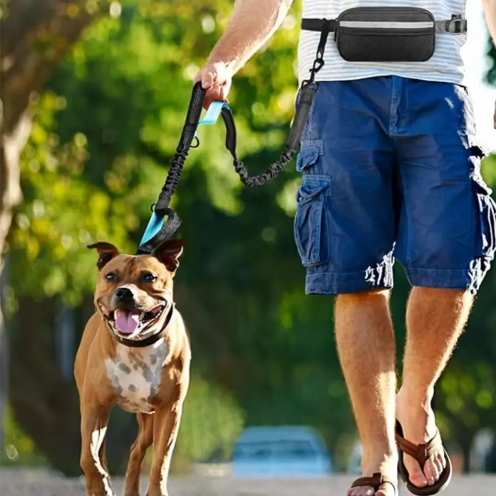Portable Single/Double Rope Sports Waist Bag Adjustable Waistband Hands Free Dog Leash Reflective Dog Traction Rope Hiking
