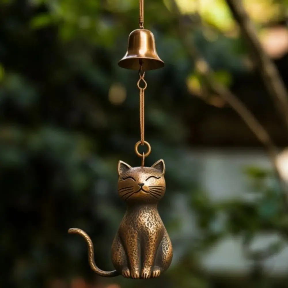 Creative Cat Wind Chime Retro Quiet Wind Chimes Pendant Wind Chimes Bell Decorations Yard Decor Hanging Memorial Ornaments