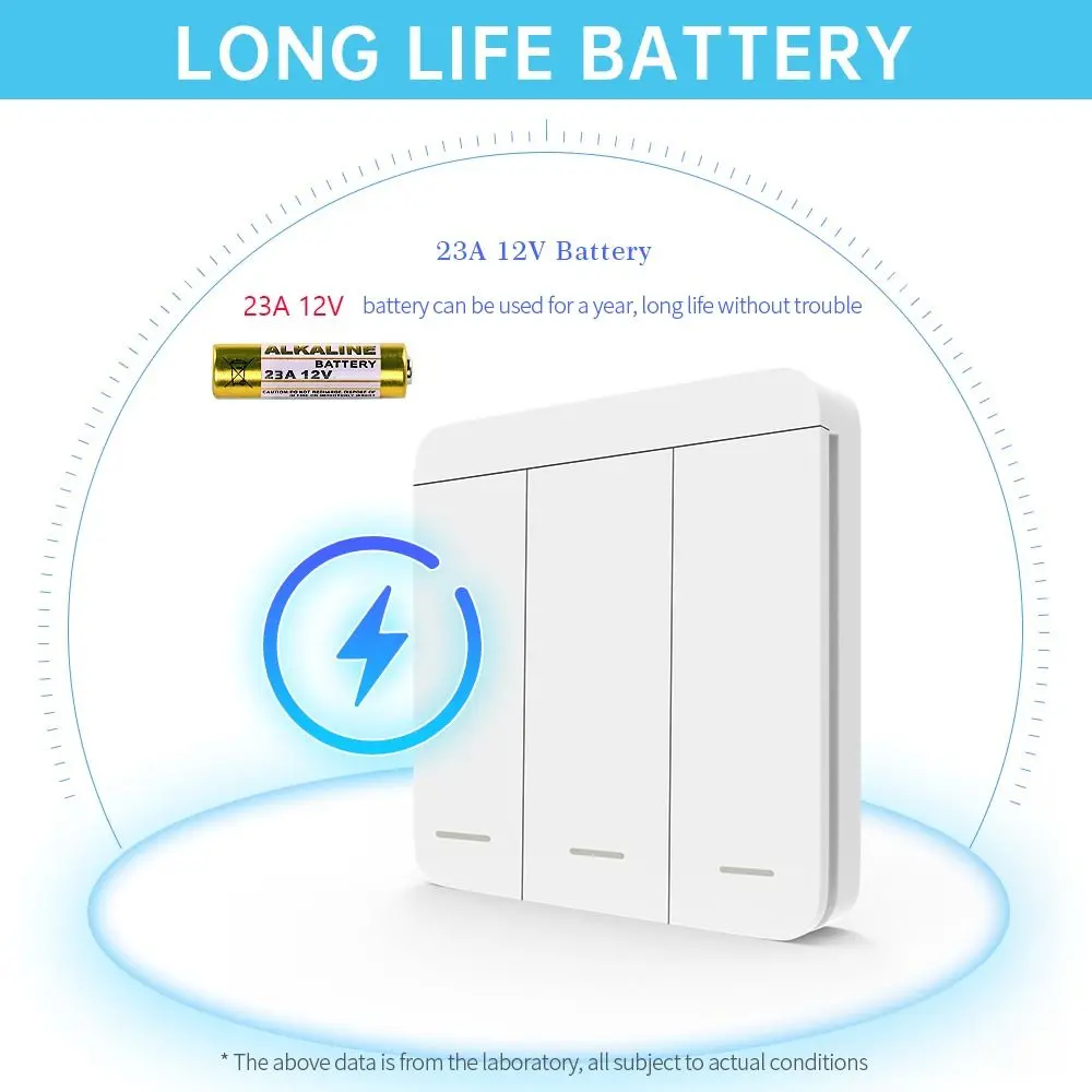 433MHz Wireless Smart Switch 1/2/3Gang Convenient Wall Panel Switch Sticker Design AC85-265V Remote Control Switch