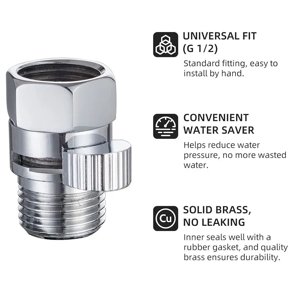 New Brass Shower Flow Control Valve Female Male G1/2 Shower Head Shut Off Valve Quick-opening Diverter Valve Bidet Sprayer