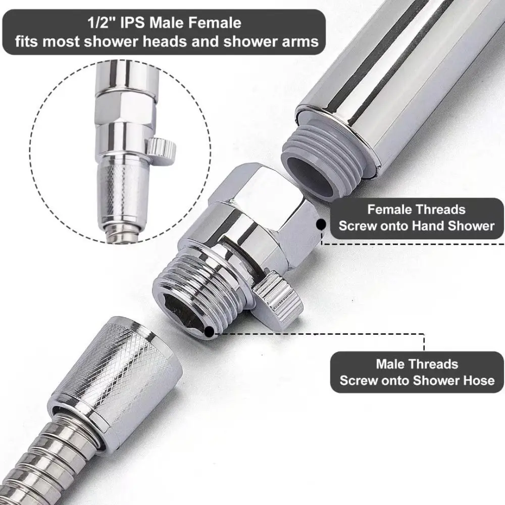 New Brass Shower Flow Control Valve Female Male G1/2 Shower Head Shut Off Valve Quick-opening Diverter Valve Bidet Sprayer