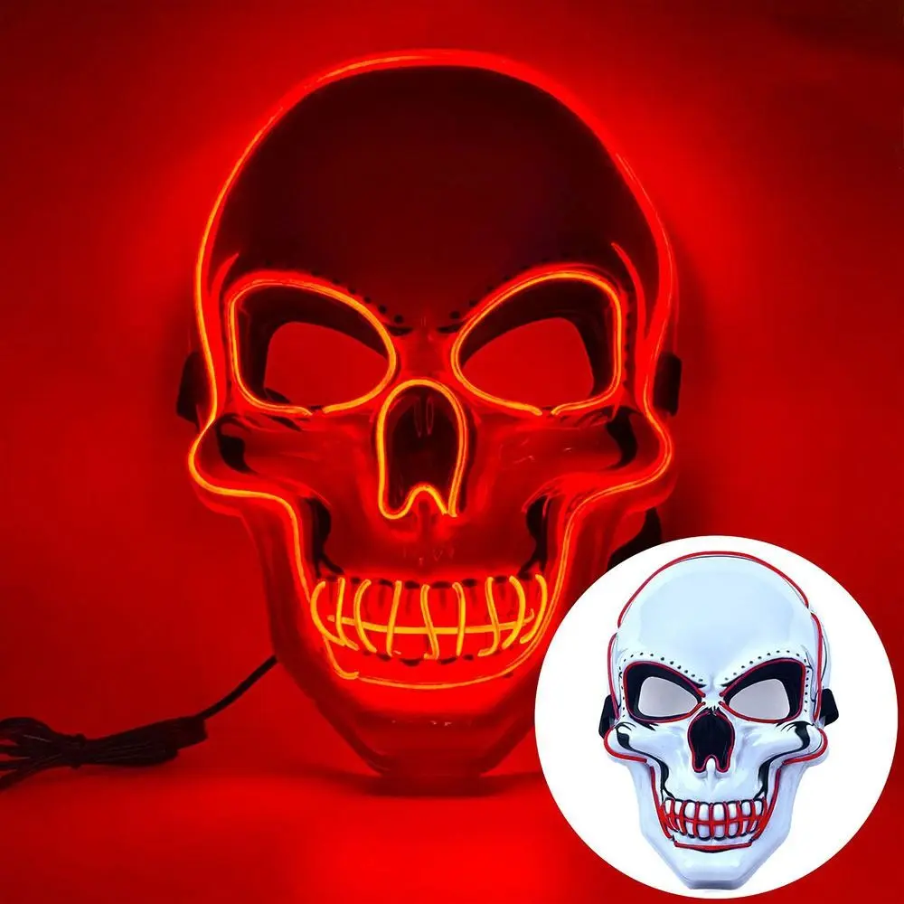 Fashion Horror Halloween Skull Mask Halloween Cosplay Costume LED Cold Light Mask LED Light Party Supplies Halloween Party