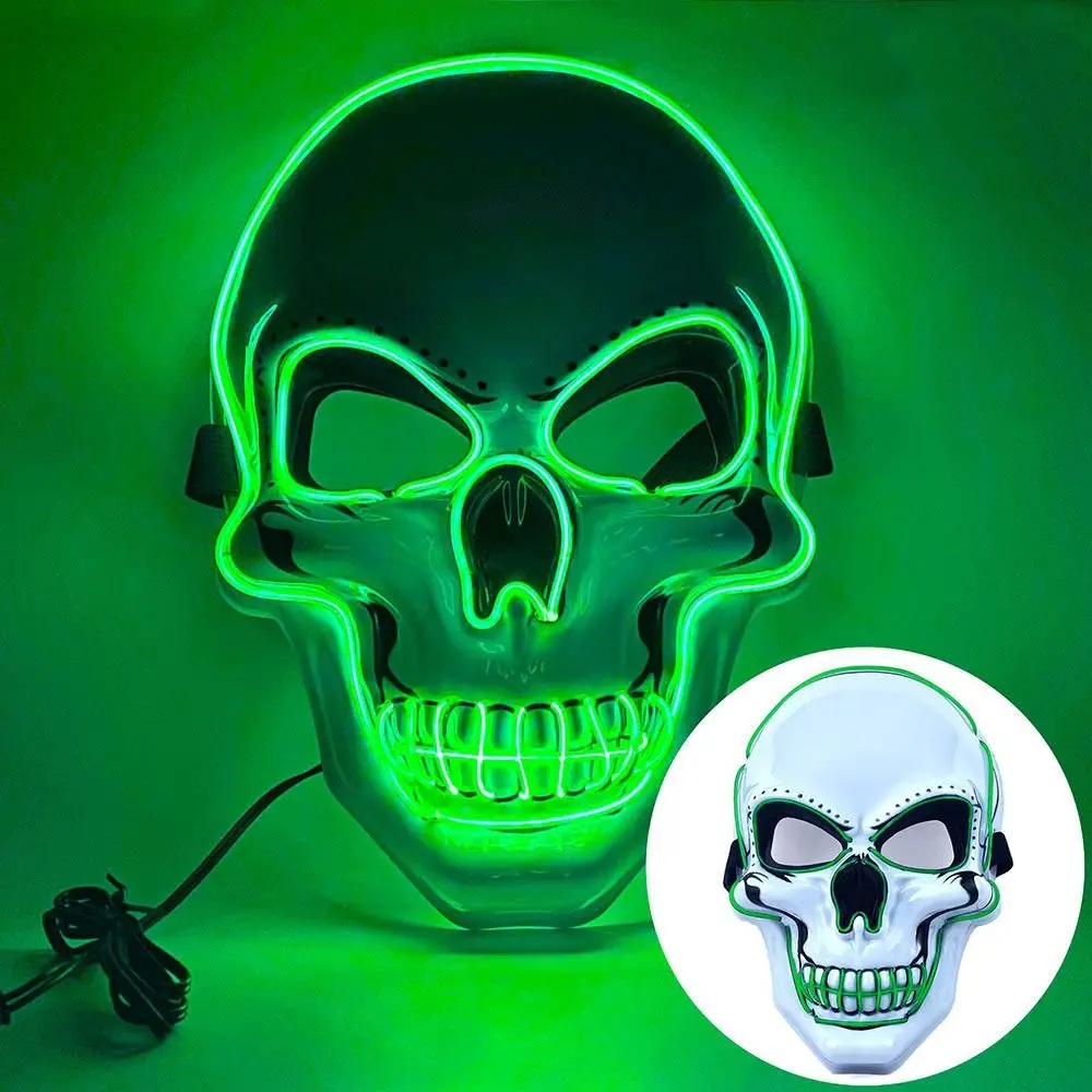 Fashion Horror Halloween Skull Mask Halloween Cosplay Costume LED Cold Light Mask LED Light Party Supplies Halloween Party
