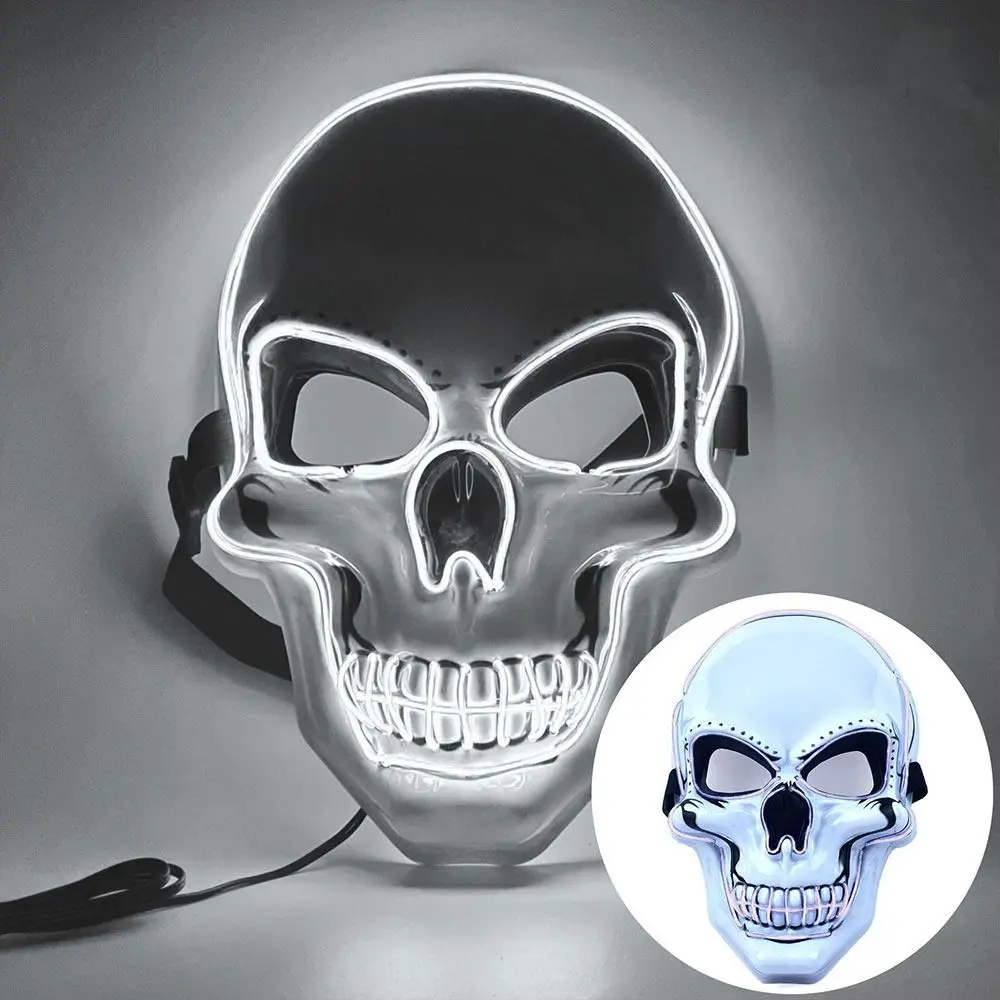 Fashion Horror Halloween Skull Mask Halloween Cosplay Costume LED Cold Light Mask LED Light Party Supplies Halloween Party