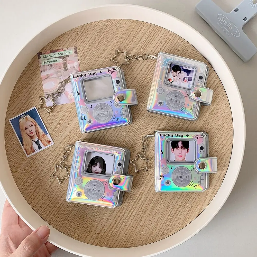 New Hollow Color Mini Photo Album with Keychain PVC Photo Card Holder Kpop Photocard Binder