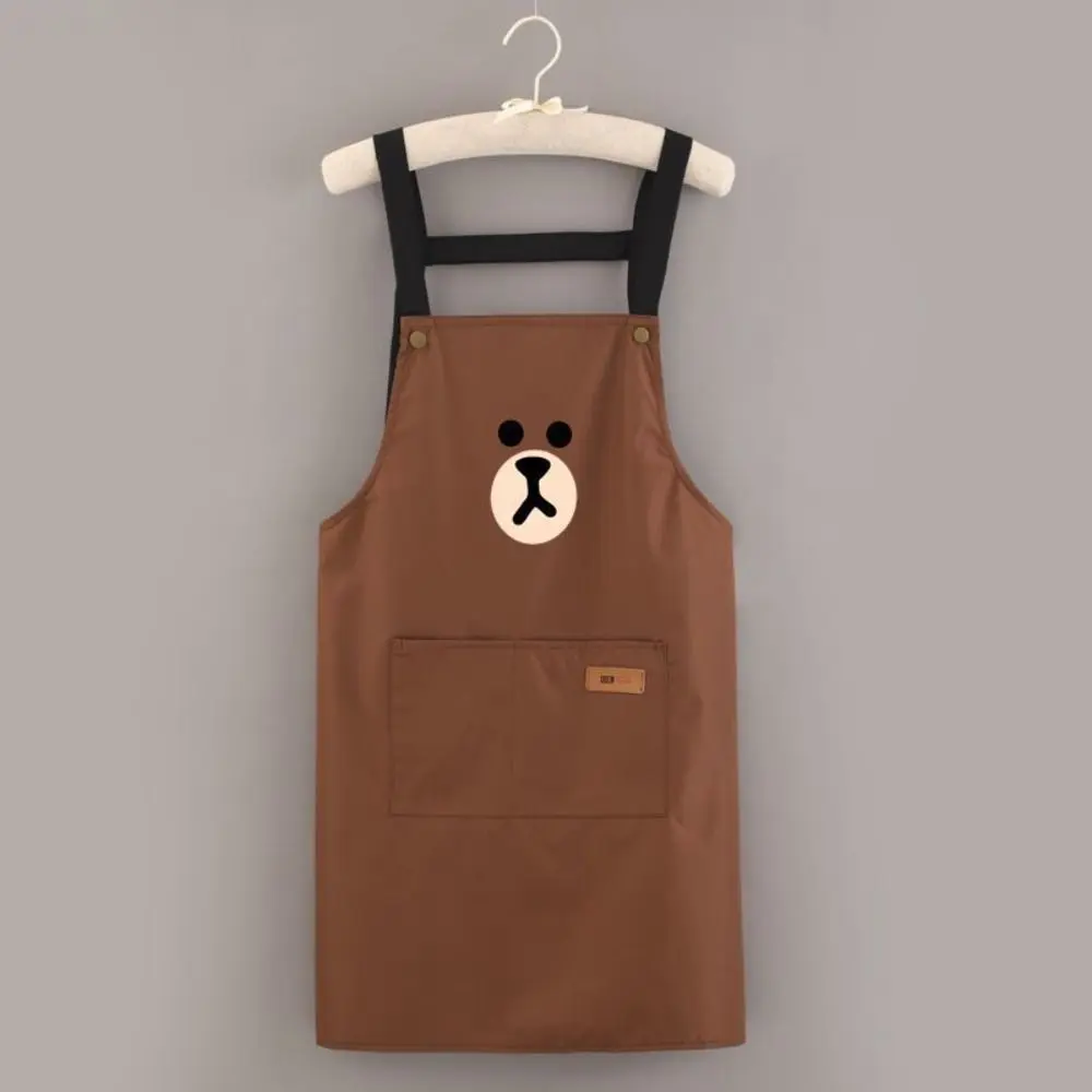 Durable Cute Bear Cartoon Cook Apron Oil Proof Waterproof Kitchen Apron Easy to Clean Restaurant Uniform BBQ Baking