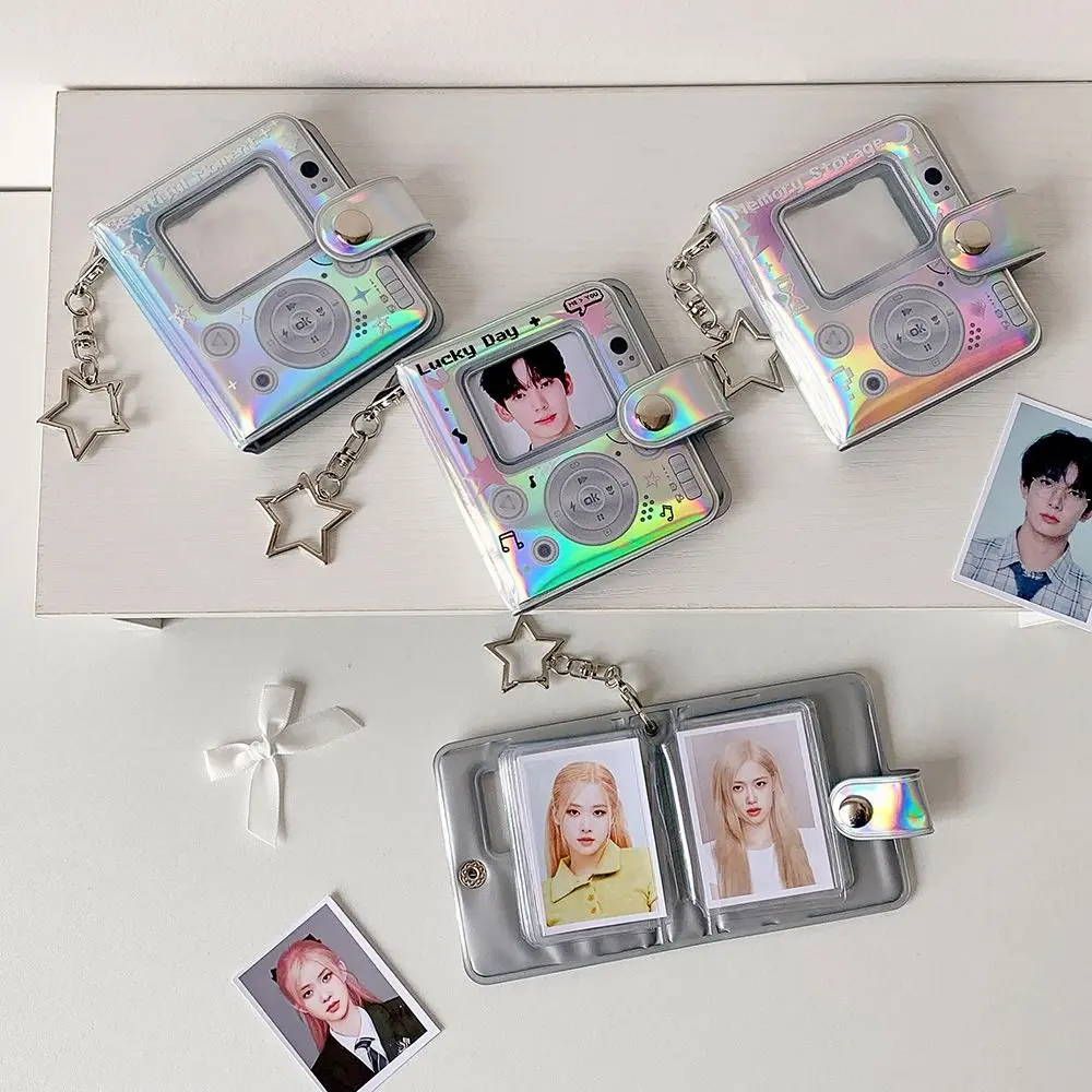 New Hollow Color Mini Photo Album with Keychain PVC Photo Card Holder Kpop Photocard Binder