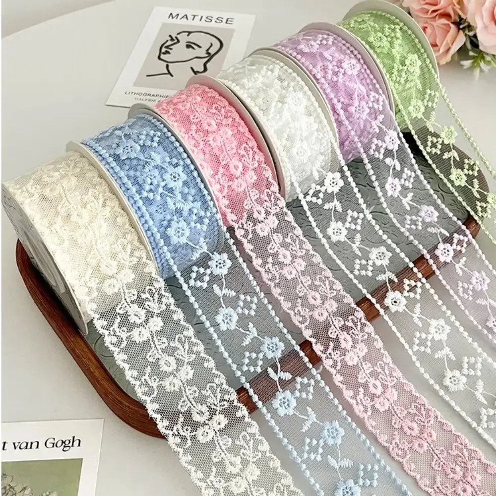 Decorative 38mm Lace Carved Ribbon Hollow Handmade DIY Silk Ribbon Gift Materials 8 Yards Gift Wrapping Ribbon Cloth