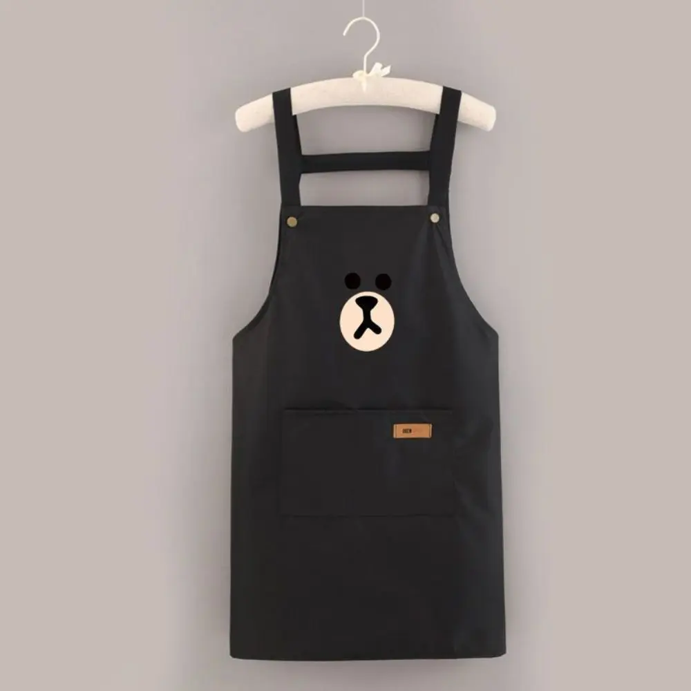 Durable Cute Bear Cartoon Cook Apron Oil Proof Waterproof Kitchen Apron Easy to Clean Restaurant Uniform BBQ Baking