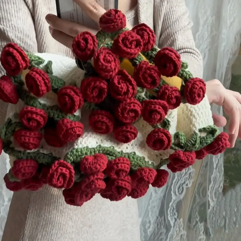 Creative 60cm Rose Bouquet Blankets Finished Product Crocheted Blanket Baby Blanket Gifts