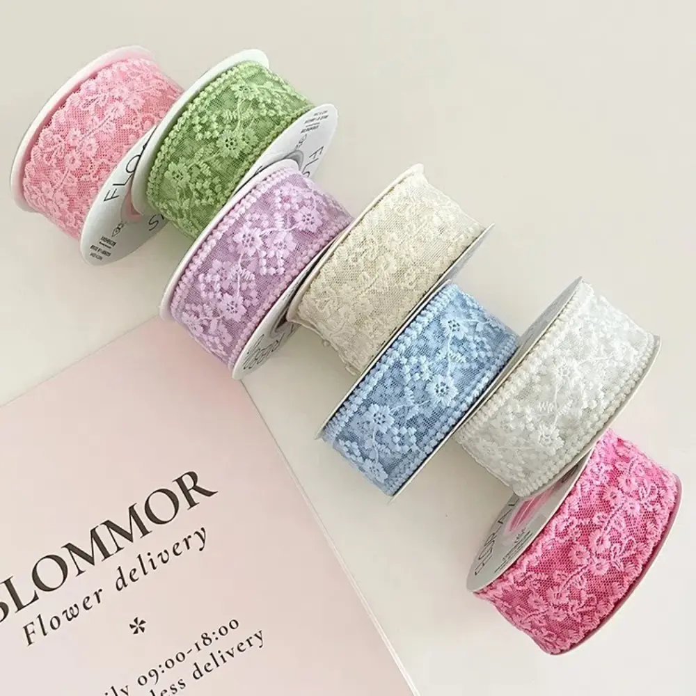 Decorative 38mm Lace Carved Ribbon Hollow Handmade DIY Silk Ribbon Gift Materials 8 Yards Gift Wrapping Ribbon Cloth