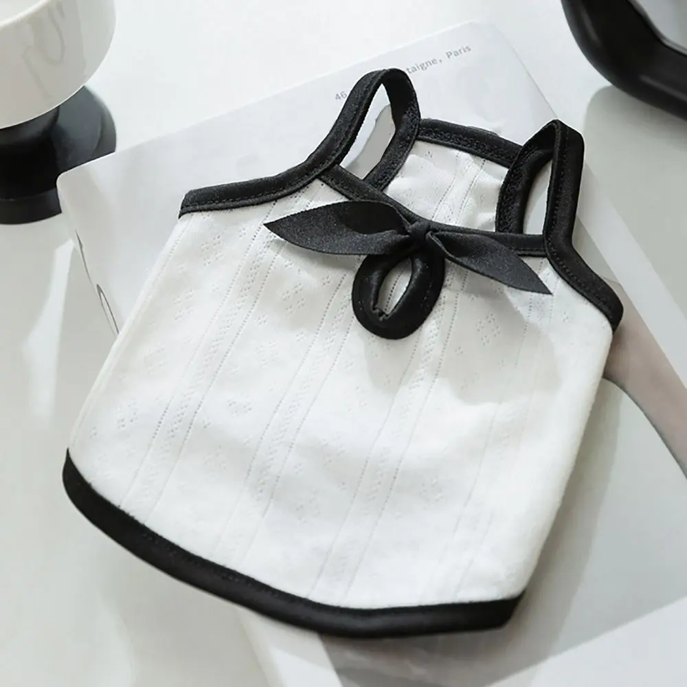 Casual Polyester Bowknot Dog Vest White XS~L Pet Cat Sling T-Shirts Breathable Comfortable Summer Thin Puppy Clothes Chihuahua