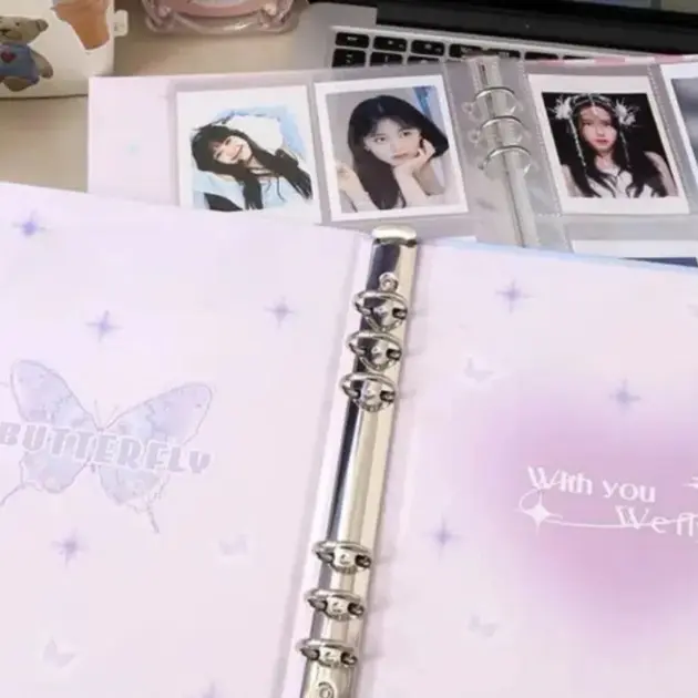 Cute Butterfly Binder Photo Album Loose-leaf Inner Page Kpop Idol Photocard Holder A5 Collect Album Photo Card Supplies