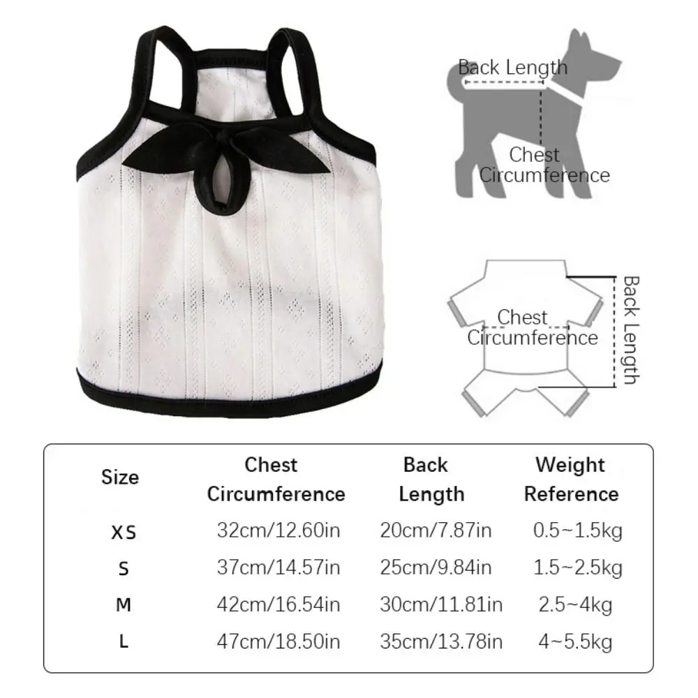 Casual Polyester Bowknot Dog Vest White XS~L Pet Cat Sling T-Shirts Breathable Comfortable Summer Thin Puppy Clothes Chihuahua