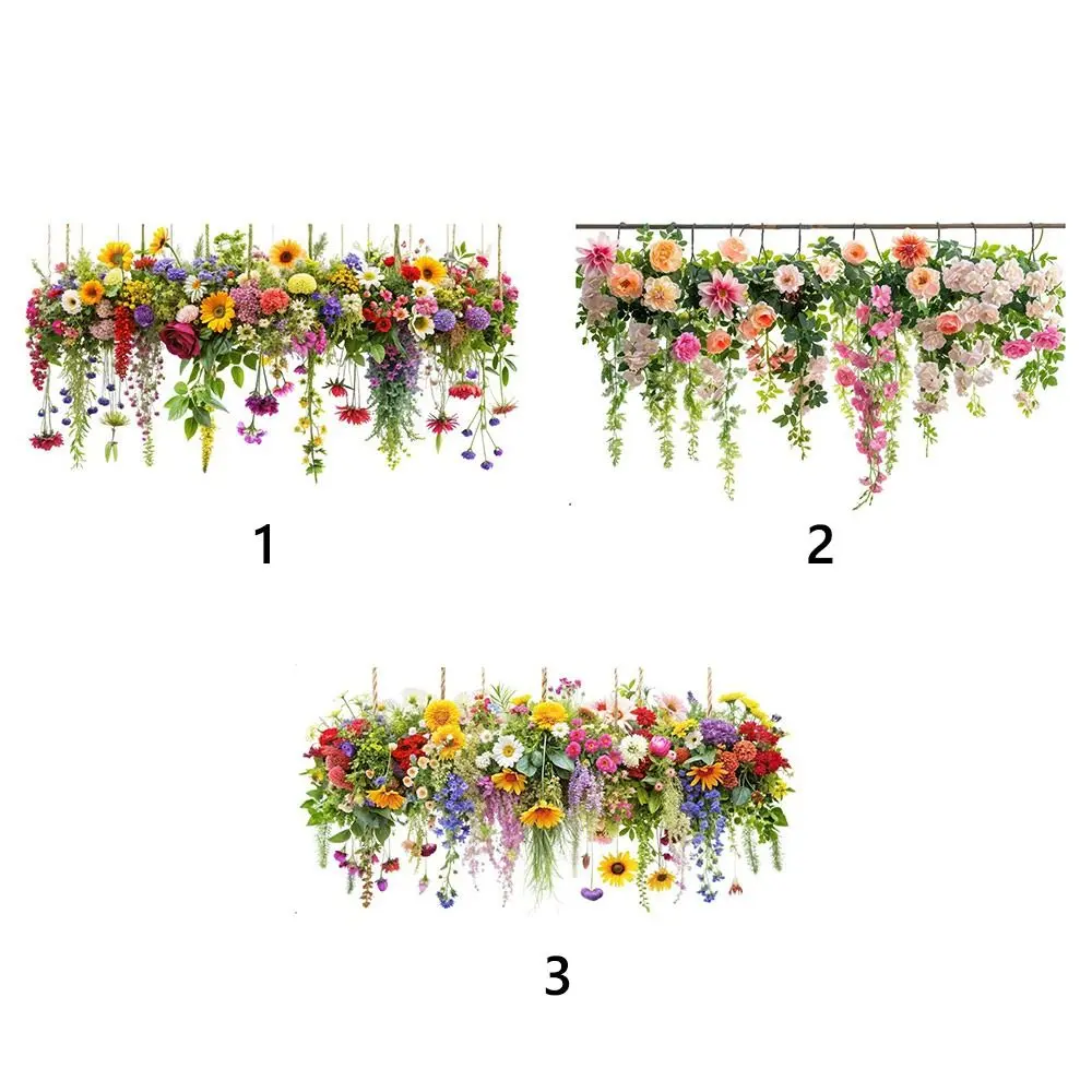Multicolor 3D Flower Window Sticker Double Sides Electrostatic Floral Rattan Static Stickers Photo Props Glass Decals