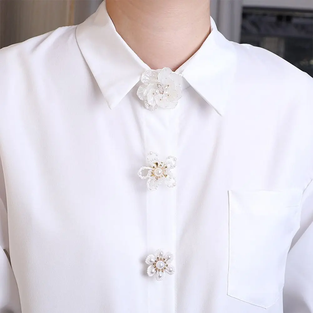 Elegant On Shirt Pearl Button Cover DIY Accessories Alloy Flower Cufflinksble Decor Sewing Buttons for Shirt Dress Decoration