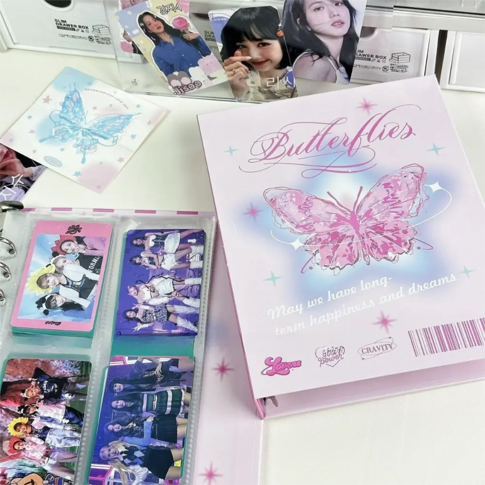 Cute Butterfly Binder Photo Album Loose-leaf Inner Page Kpop Idol Photocard Holder A5 Collect Album Photo Card Supplies