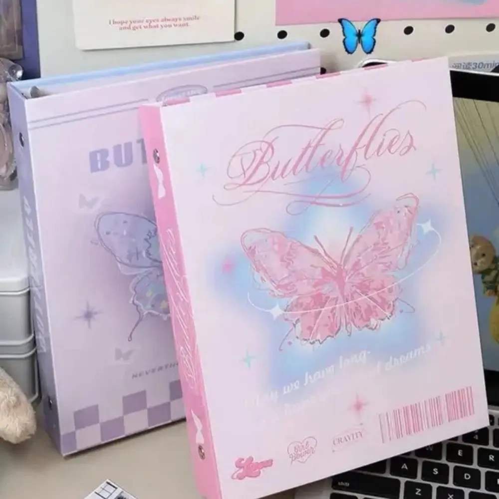 Cute Butterfly Binder Photo Album Loose-leaf Inner Page Kpop Idol Photocard Holder A5 Collect Album Photo Card Supplies
