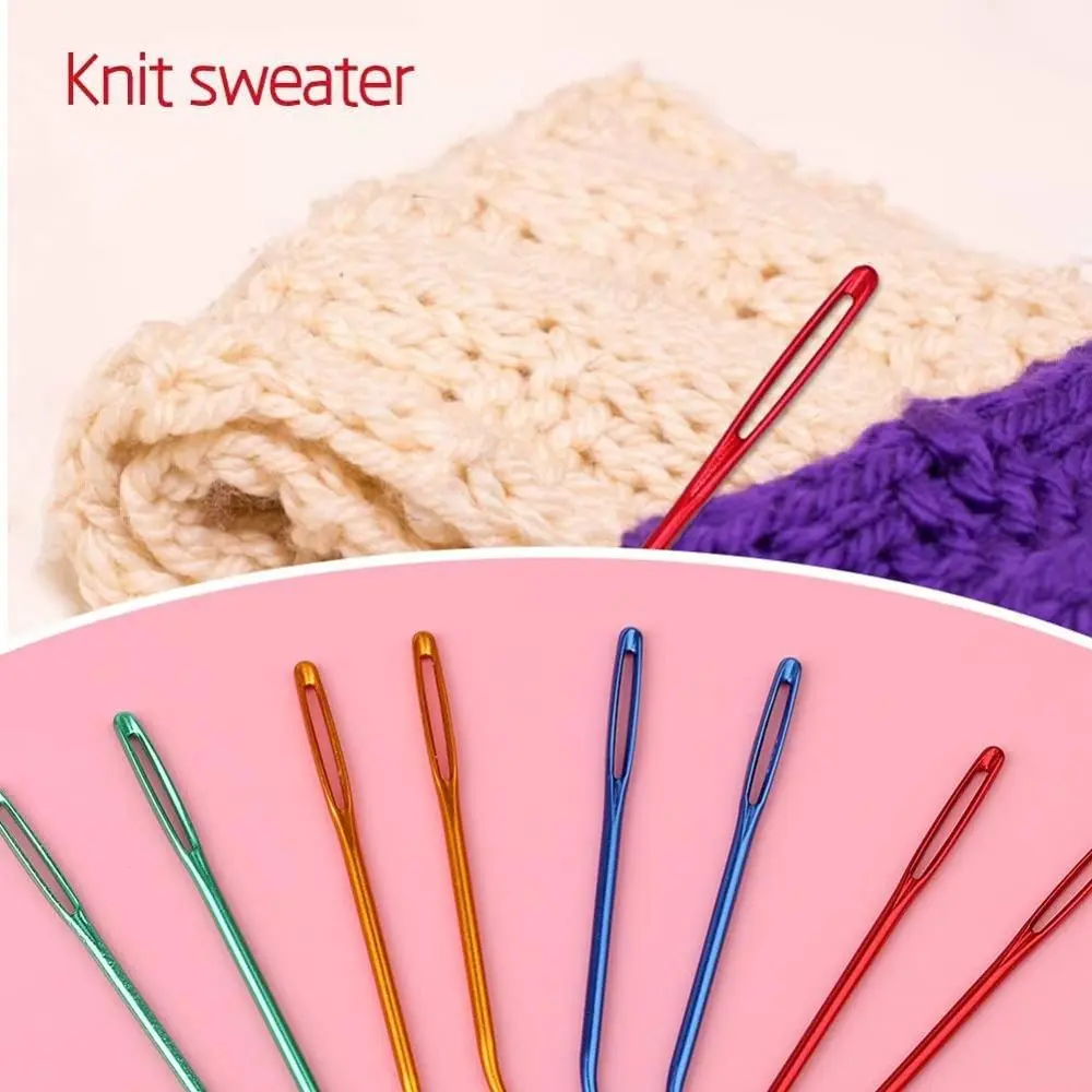 Sewing Accessories Bent Tip Large Eye Darning Needles Aluminum Multicolor Knitting Needles Set Yarn Needles