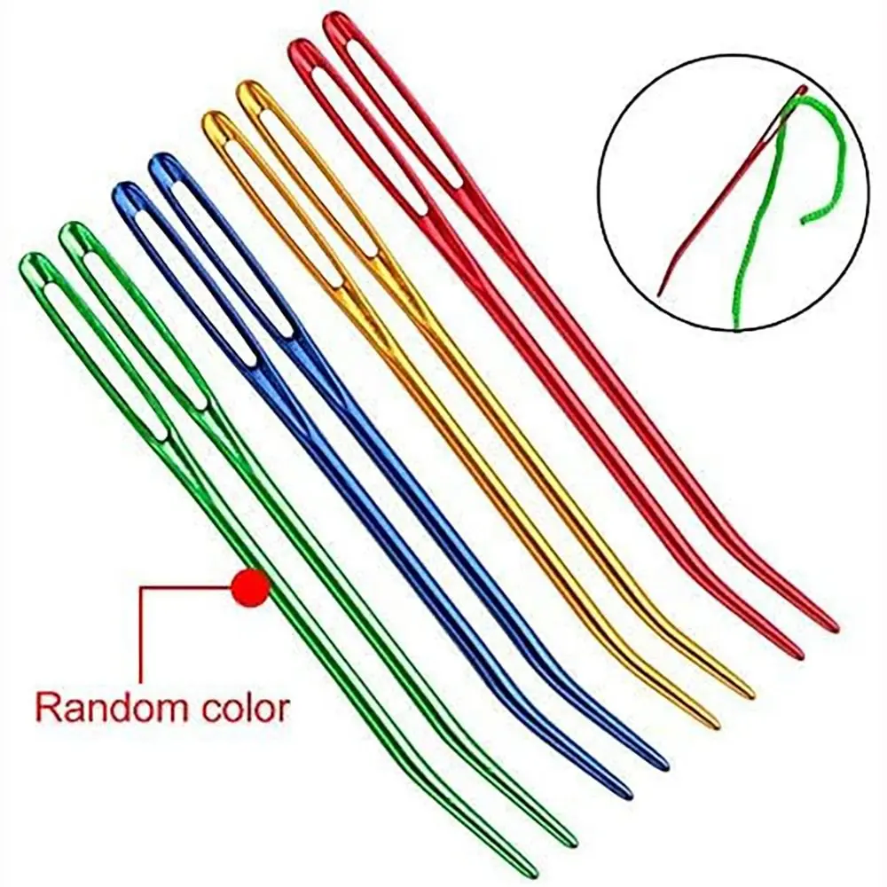 Sewing Accessories Bent Tip Large Eye Darning Needles Aluminum Multicolor Knitting Needles Set Yarn Needles