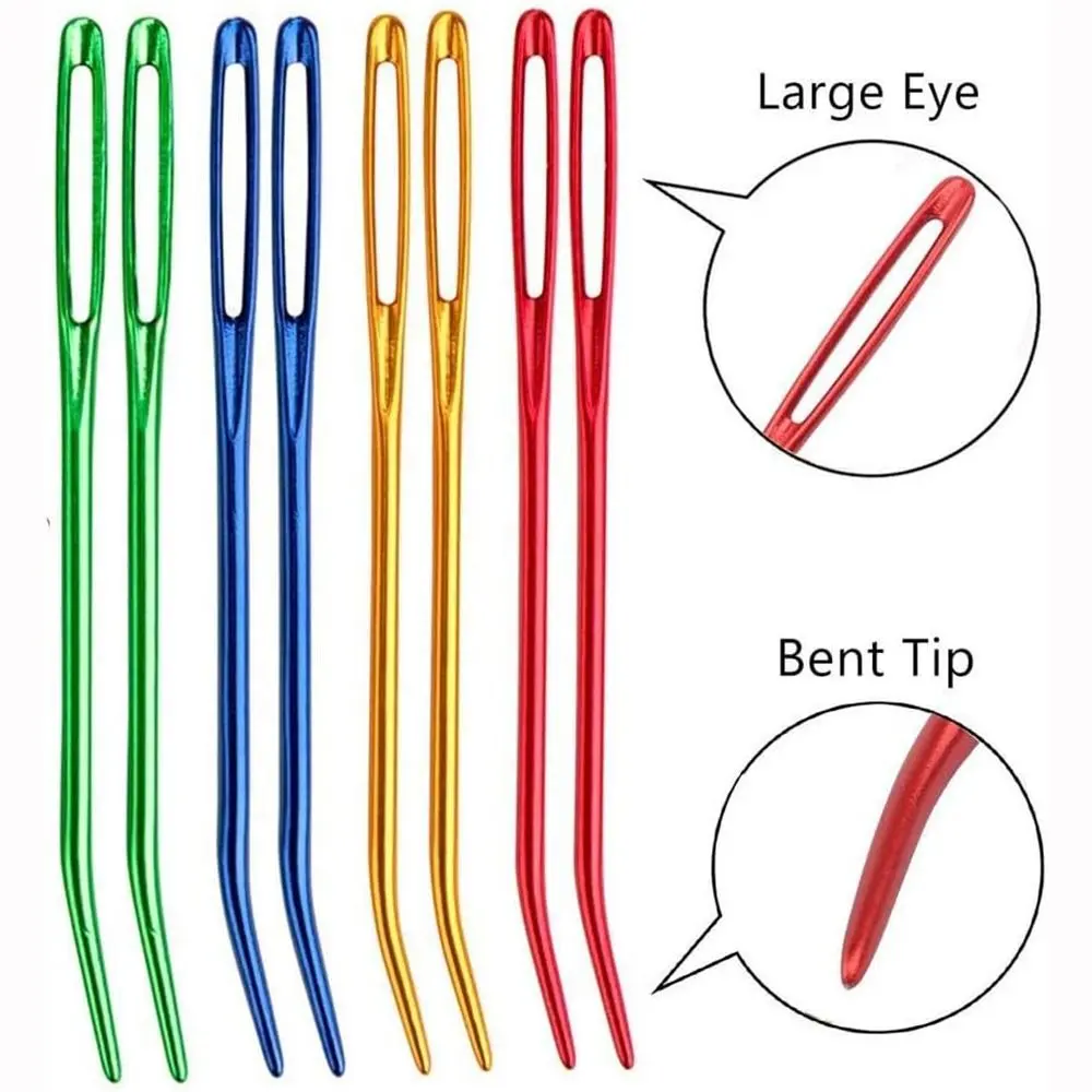 Sewing Accessories Bent Tip Large Eye Darning Needles Aluminum Multicolor Knitting Needles Set Yarn Needles