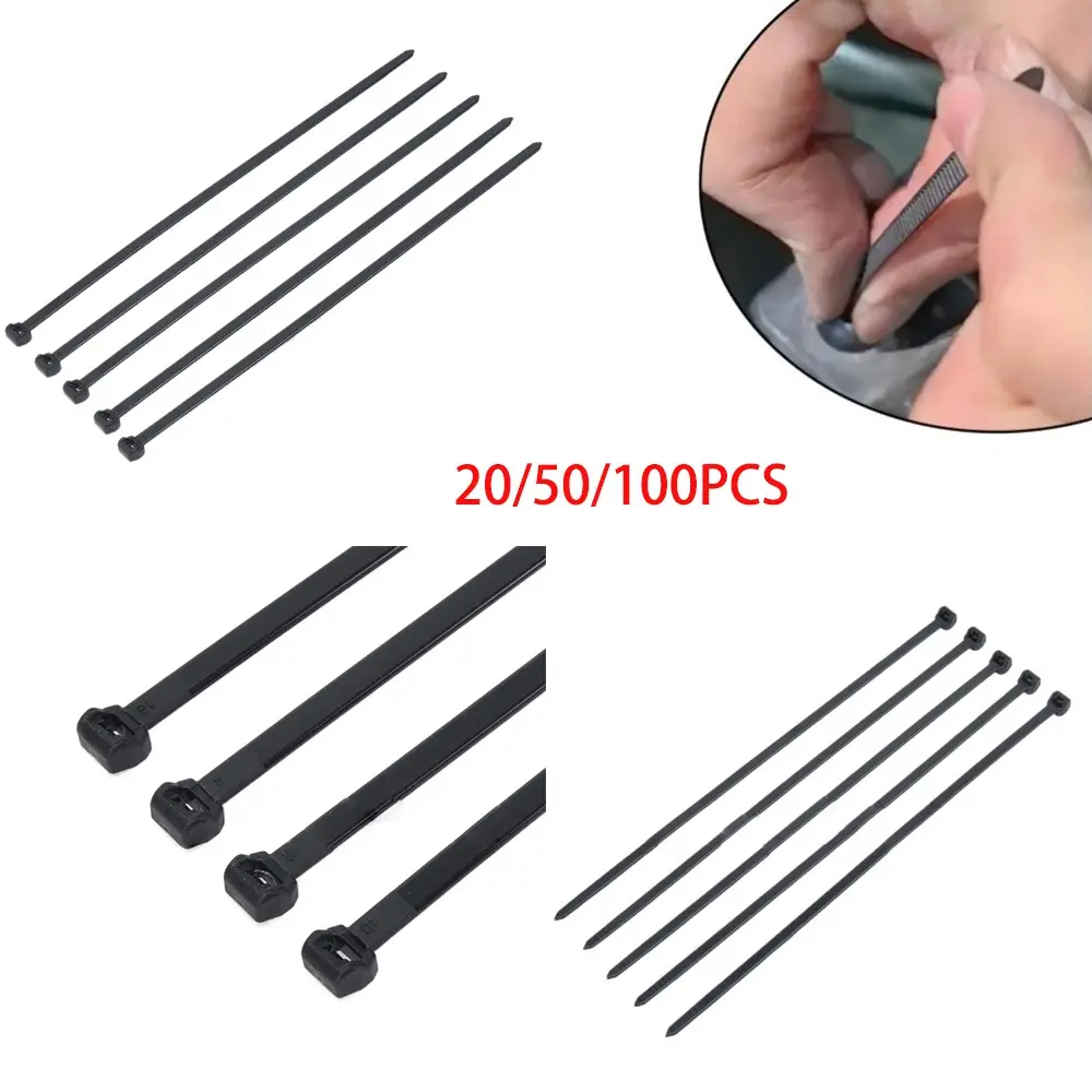 20/50/100Pcs Nylon Cable Tie Buckle Universal Practical Fastening Rings 200*4.8mm Reusable Tie Holder for Auto Corrugated Pipe