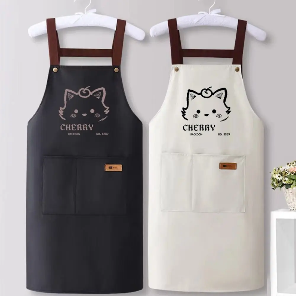 Cartoon Cats Printing Kitchen Apron Oil Proof Easy To Clean Restaurant Uniform Waterproof Household Cook Apron Home & Garden