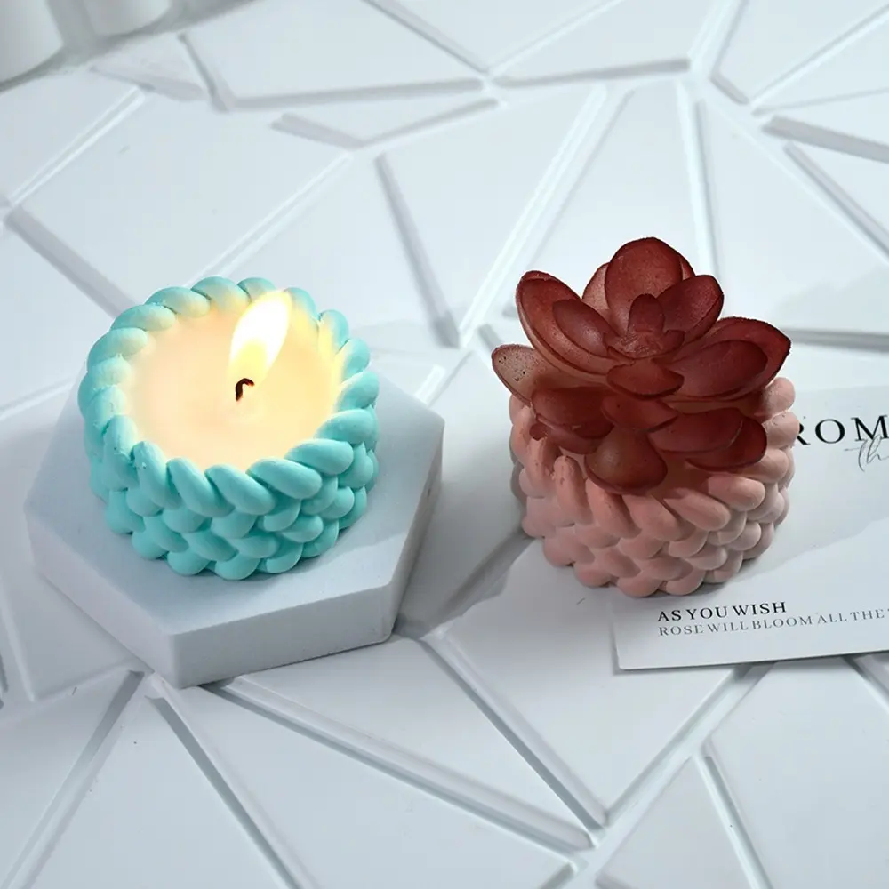 New Hemp Rope Candle Cup Silicone Mold DIY Cement Gypsum Resin Clay Craft Storage Box Mould Candle Making Tools Home Decor