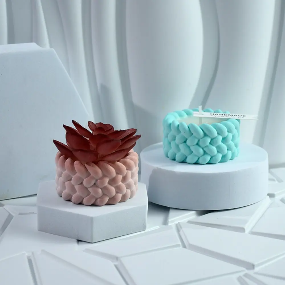 New Hemp Rope Candle Cup Silicone Mold DIY Cement Gypsum Resin Clay Craft Storage Box Mould Candle Making Tools Home Decor