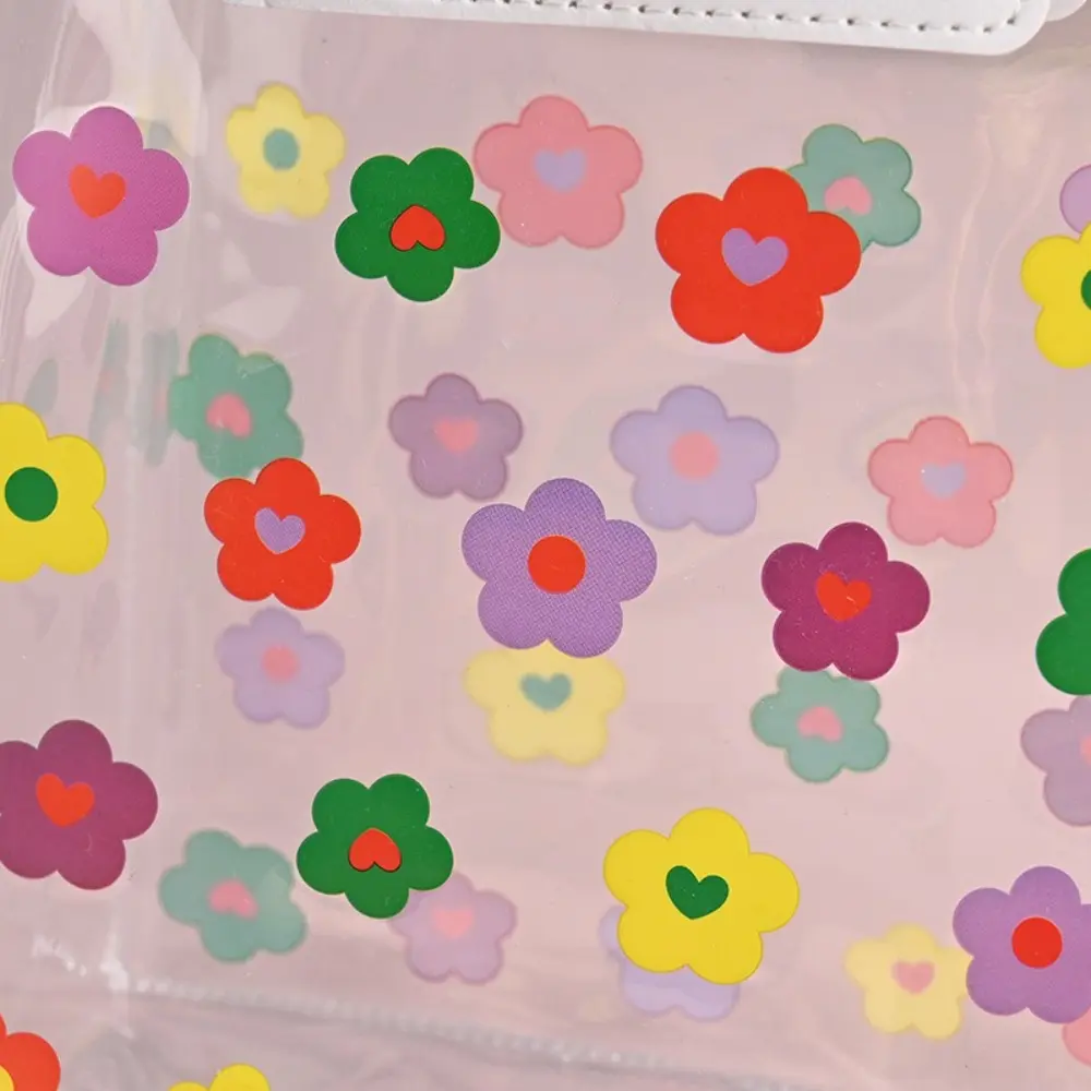 Portable Flower Pattern PVC Handbag Plastic Transparent Snack Packaging Bag Hand-held Valentine's Day Tote Bag
